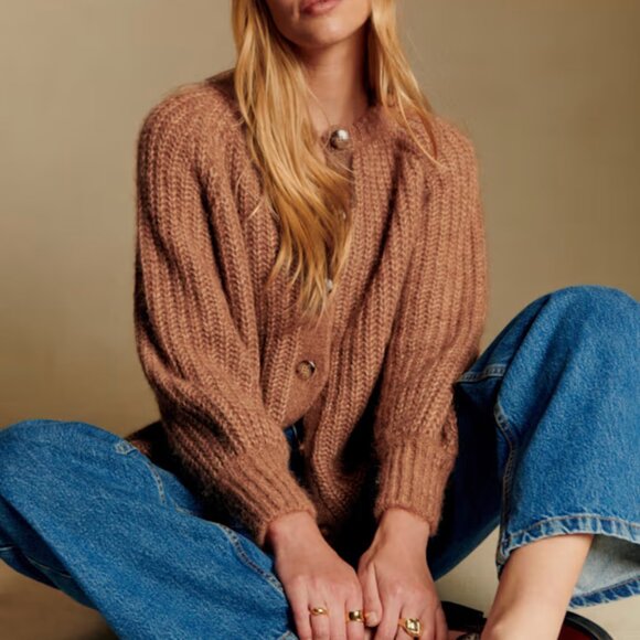 Sézane Emile Cardigan in Mottled Camel Size M - Picture 1 of 3